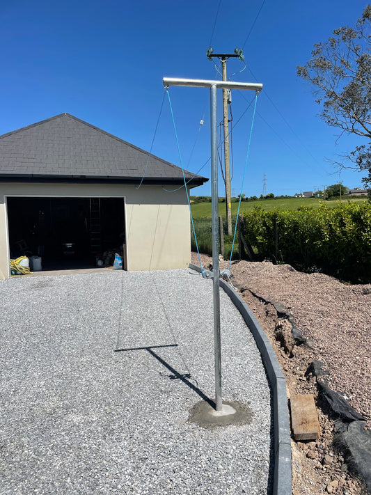 T-bar to wall clothes line