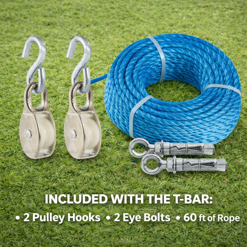 T-bar to wall clothes line